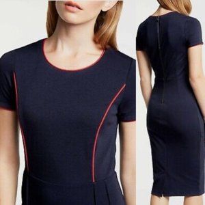 BODEN Marianna Ponte Dress Navy Red Size 8 Classic Figure Flattering